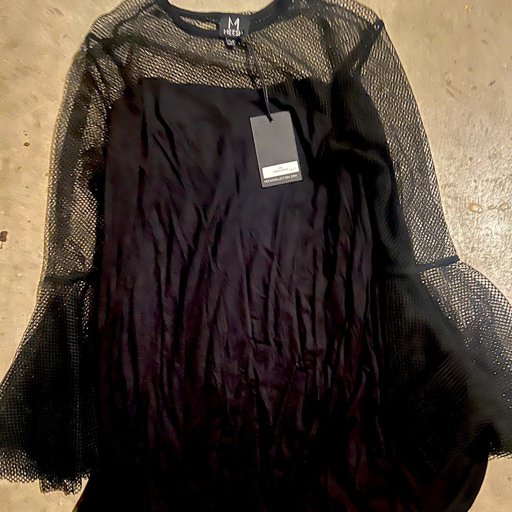 NWT size L mesh sleeves black dress